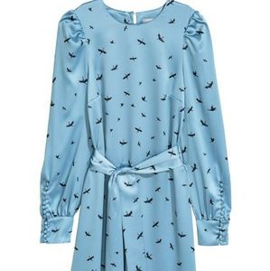 NWOT H&M Patterned Bird Print Dress, Size 8.